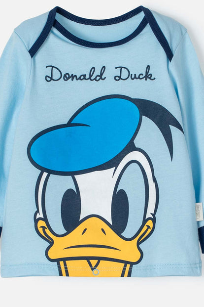 PIJAMA PATO DONALD CON PANTALÓN LARGO AZUL PARA BEBÉ NIÑO