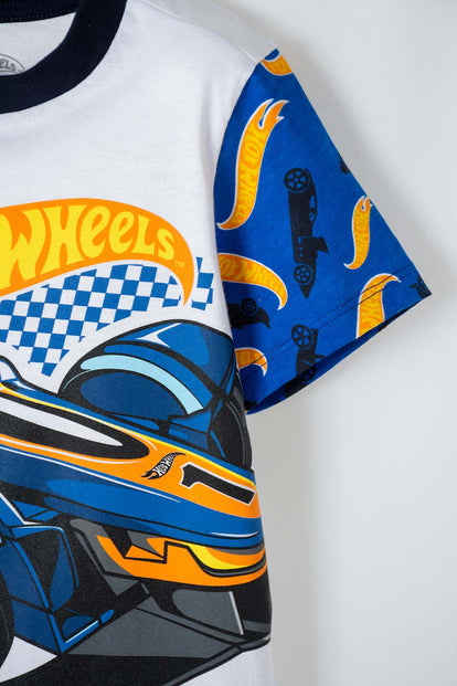 PIJAMA DE HOTWHEELS MANGA CORTA MULTICOLOR PARA NIÑO 2T A 5T