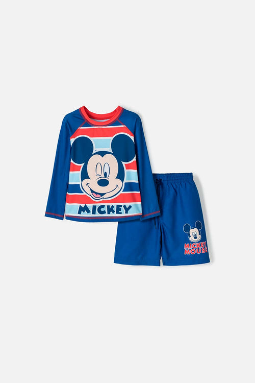 CONJUNTO DE BAÑO DE MICKEY MOUSE AZUL PARA NIÑO 2T A 5T