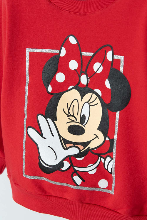 POLERON MINNIE MOUSE CERRADO ROJO PARA BEBÉ NIÑA