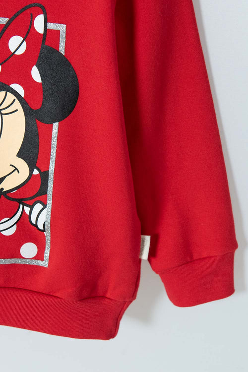 POLERON MINNIE MOUSE CERRADO ROJO PARA BEBÉ NIÑA