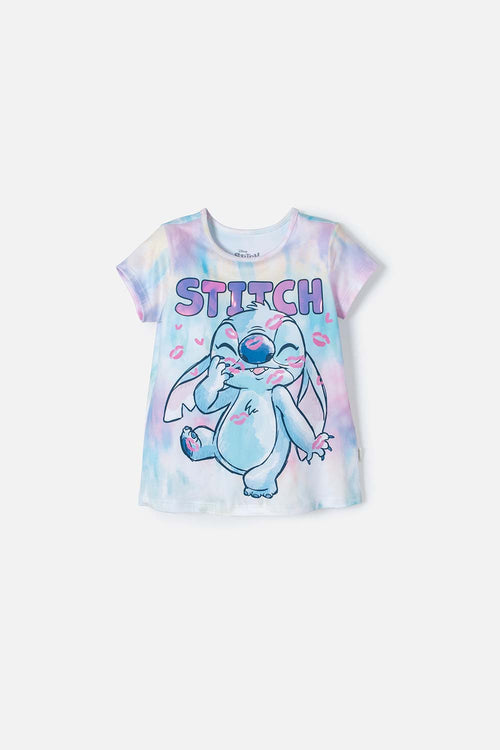 POLERA DE STITCH MULTICOLOR MANGA CORTA PARA NIÑA 2T A 5T