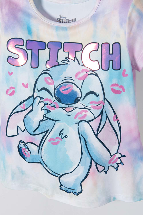 POLERA DE STITCH MULTICOLOR MANGA CORTA PARA NIÑA 2T A 5T
