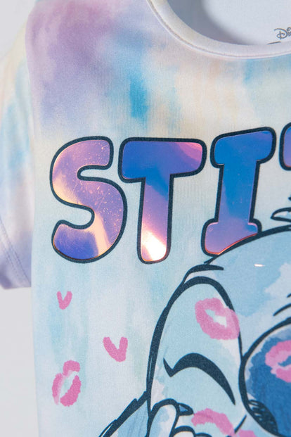 POLERA DE STITCH MULTICOLOR MANGA CORTA PARA NIÑA 2T A 5T