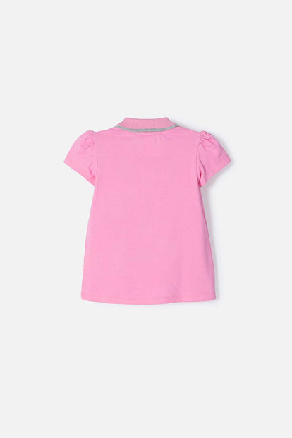 POLERA TIPO POLO DE STITCH ROSADA CON ESTAMPADO PARA NIÑA 2T A 5T