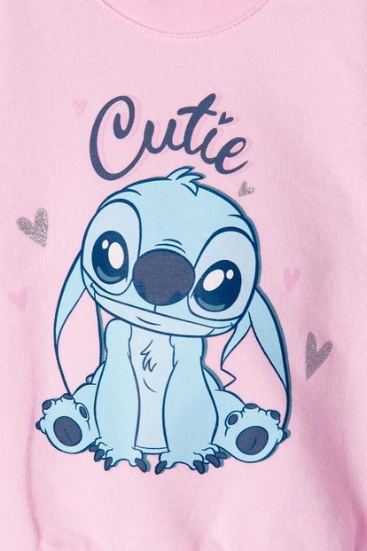 CONJUNTO DE STITCH CON PANTALÓN ROSADO Y AZUL PARA BEBÉ NIÑA