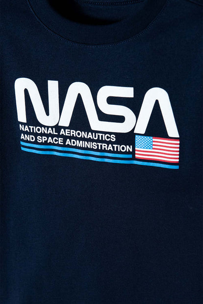 POLERA NASA MANGA CORTA AZUL OSCURO PARA NIÑO 2T A 5T