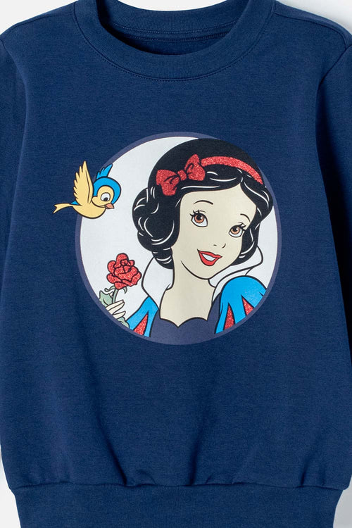 POLERON DE BLANCANIEVES AZUL DE DISEÑO CERRADO PARA NIÑA 2T A 5T