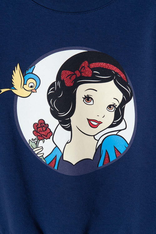 POLERON DE BLANCANIEVES AZUL DE DISEÑO CERRADO PARA NIÑA 2T A 5T
