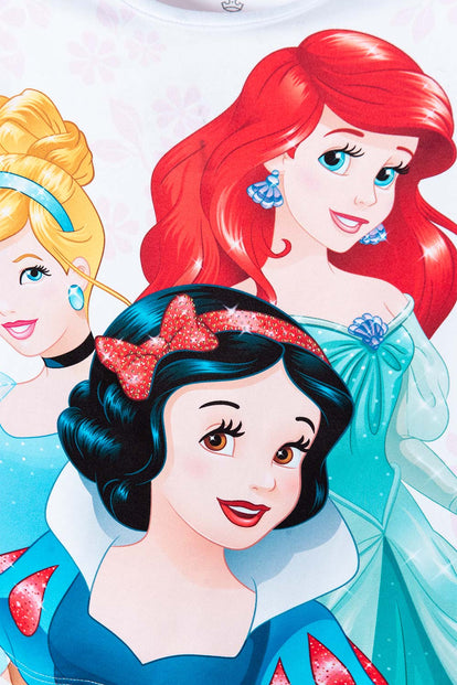POLERA DE PRINCESAS DISNEY BLANCA MANGA CORTA PARA NIÑA 2T A 5T