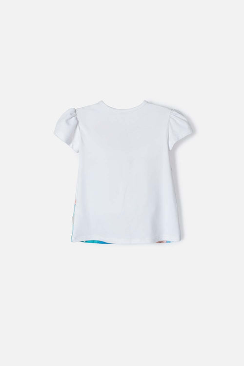 POLERA DE PRINCESAS DISNEY BLANCA MANGA CORTA PARA NIÑA 2T A 5T