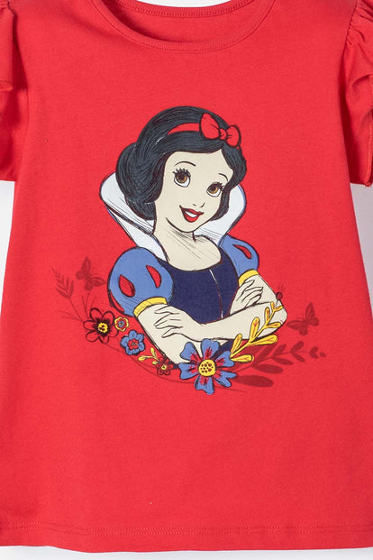 POLERA DE BLANCANIEVES ROJA CON BOLERO EN MANGA PARA NIÑA 2T A 5T
