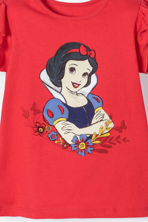POLERA DE BLANCANIEVES ROJA CON BOLERO EN MANGA PARA NIÑA 2T A 5T