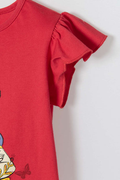 POLERA DE BLANCANIEVES ROJA CON BOLERO EN MANGA PARA NIÑA 2T A 5T