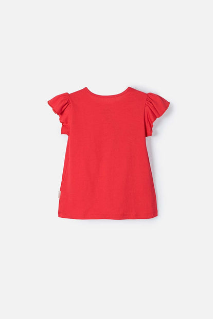 POLERA DE BLANCANIEVES ROJA CON BOLERO EN MANGA PARA NIÑA 2T A 5T