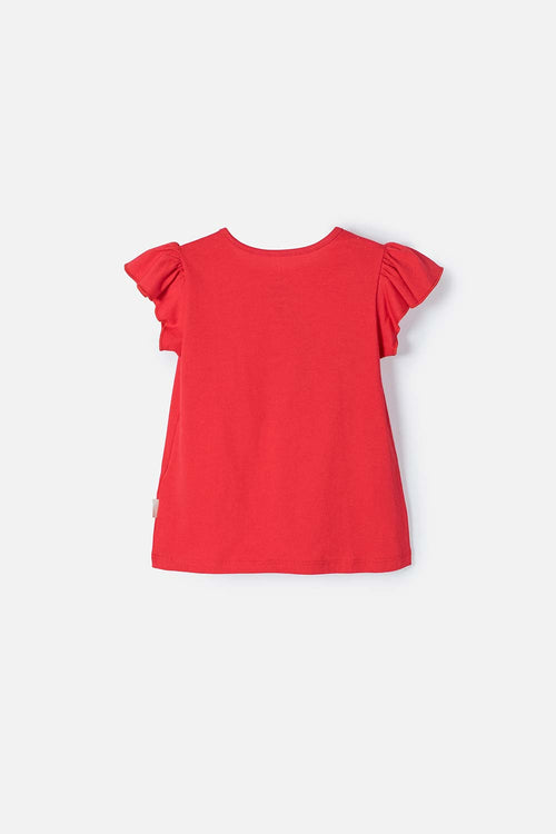 POLERA DE BLANCANIEVES ROJA CON BOLERO EN MANGA PARA NIÑA 2T A 5T