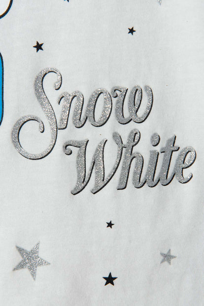POLERA DE BLANCANIEVES MARFIL ESTAMPADA EN FRENTE PARA NIÑA 2T A 5T