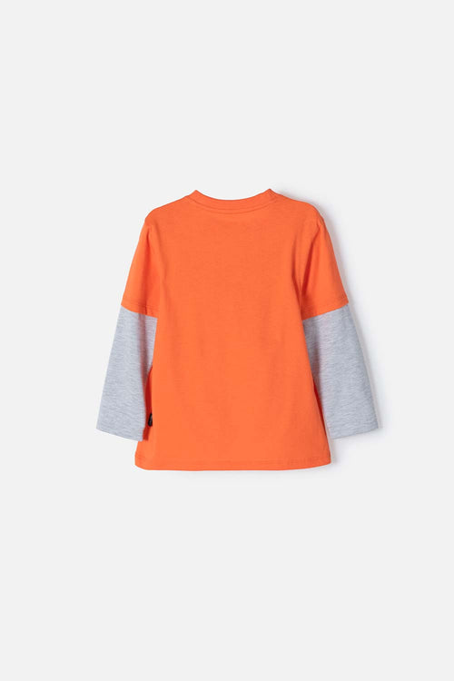 POLERA DE BUGS BUNNY NARANJA Y GRIS MANGA LARGA PARA NIÑO 2T A 5T