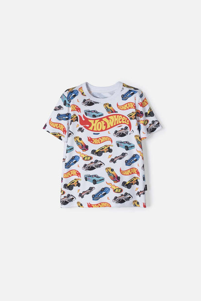 POLERA HOT WHEELS MANGA CORTA MULTICOLOR PARA NIÑO 2T A 6T