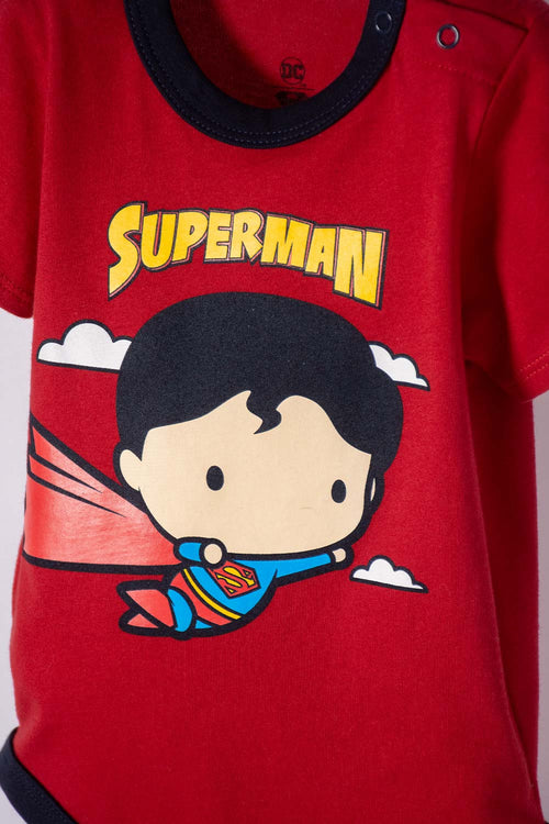 BODY DE SUPERMAN MANGA CORTA ROJO PARA BEBÉ NIÑO