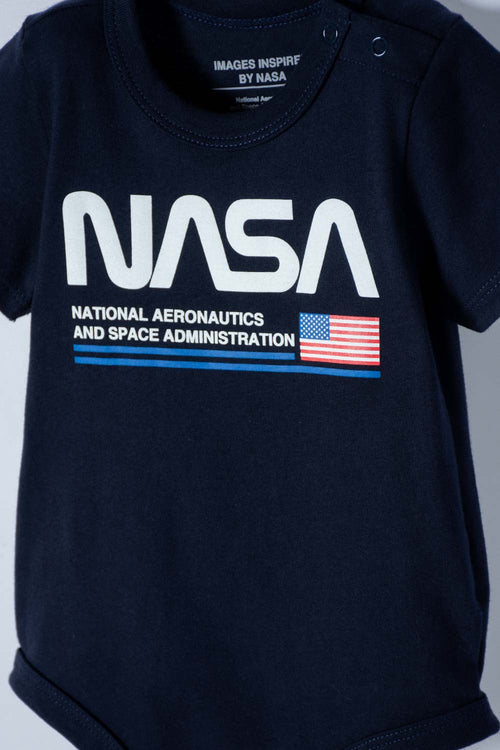 BODY DE LA NASA AZUL MANGA CORTA PARA BEBÉ NIÑO