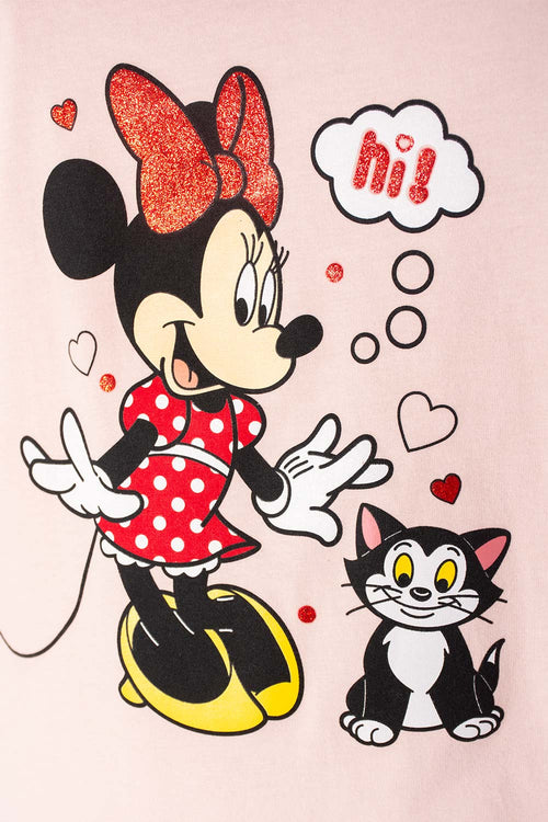 PIJAMA DE MINNIE MOUSE MANGA CORTA ROSA Y ROJO PARA NIÑA 2T A 5T