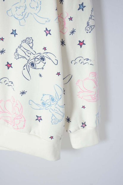 POLERON DE STITCH MARFIL CON CAPUCHA PARA NIÑA 2T A 5T