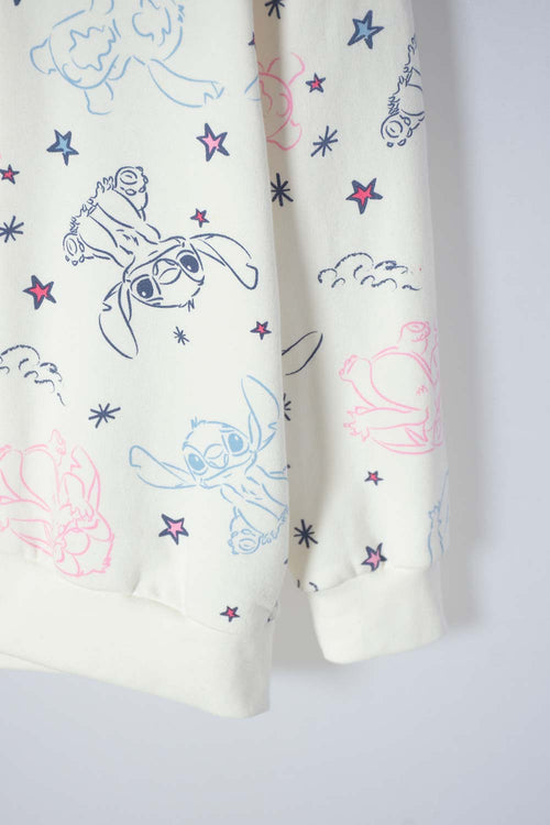 POLERON DE STITCH MARFIL CON CAPUCHA PARA NIÑA 2T A 5T