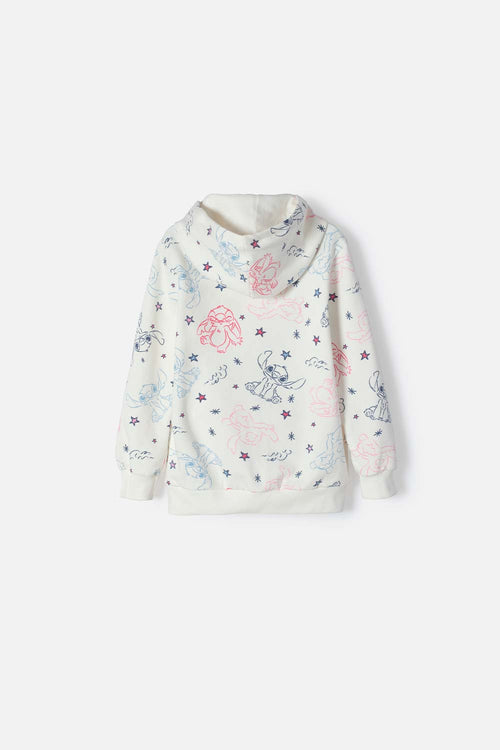 POLERON DE STITCH MARFIL CON CAPUCHA PARA NIÑA 2T A 5T