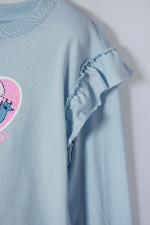 POLERA DE STITCH AZUL MANGA LARGA PARA NIÑA 2T A 5T