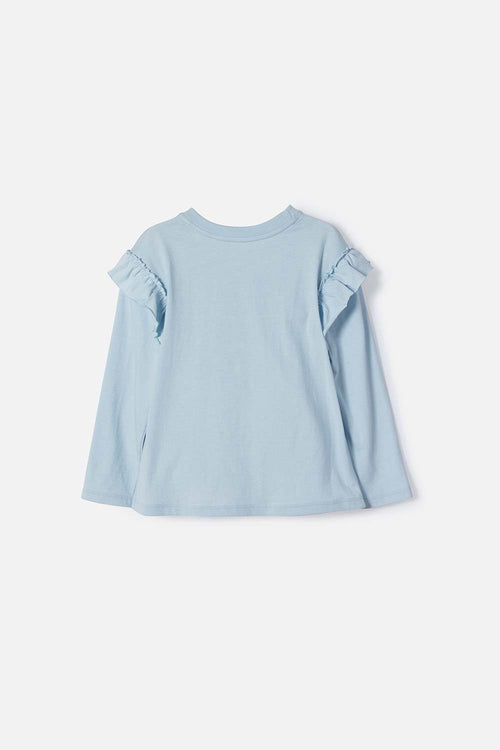 POLERA DE STITCH AZUL MANGA LARGA PARA NIÑA 2T A 5T