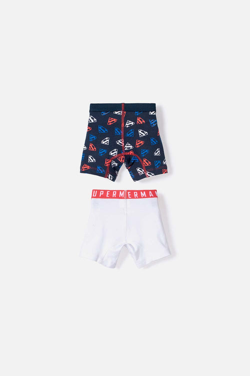 PACK X2 BOXER DE SUPERMAN AZUL Y BLANCO PARA NIÑO 2T A 5T