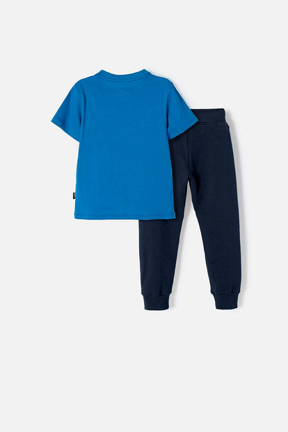 CONJUNTO DE SUPERMAN AZUL OSCURO DE PANTALÓN LARGO PARA NIÑO 2T A 5T