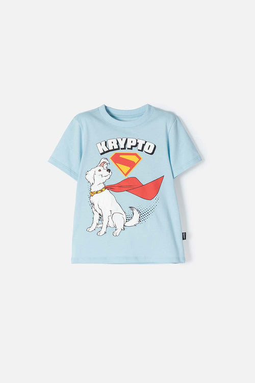 POLERA DE SUPERMAN MANGA CORTA AZUL PARA NIÑO 2T A 5T