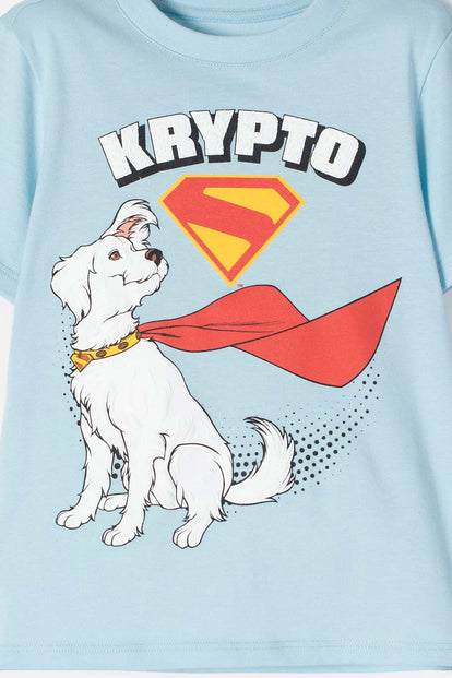 POLERA DE SUPERMAN MANGA CORTA AZUL PARA NIÑO 2T A 5T