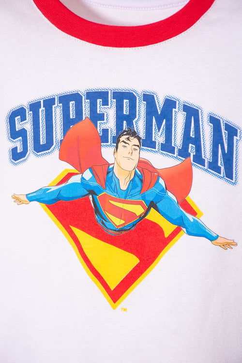 POLERA DE SUPERMAN MANGA CORTA BLANCO Y ROJO PARA NIÑO 2T A 5T