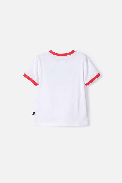 POLERA DE SUPERMAN MANGA CORTA BLANCO Y ROJO PARA NIÑO 2T A 5T