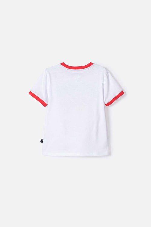 POLERA DE SUPERMAN MANGA CORTA BLANCO Y ROJO PARA NIÑO 2T A 5T