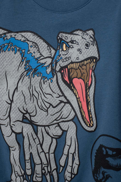 POLERON DE JURASSIC WORLD AZUL DE DISEÑO CERRADO PARA NIÑO 2T A 5T