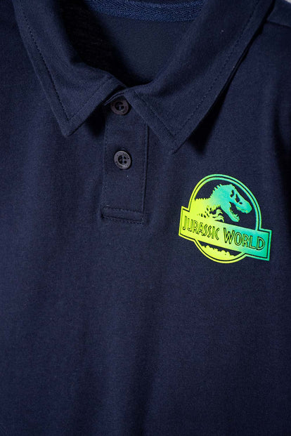 POLERA TIPO POLO DE JURASSIC WORLD AZUL OSCURA NIÑO 2T A 5T