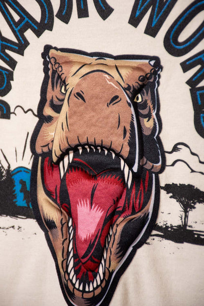 POLERA DE JURASSIC WORLD CAFÉ MANGA CORTA PARA NIÑO 2T A 5T
