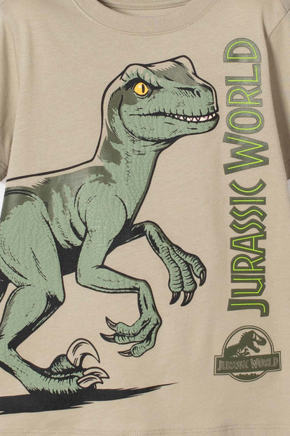 POLERA DE JURASSIC WORLD VERDE ESTAMPADA EN FRENTE PARA NIÑO 2T A 5T
