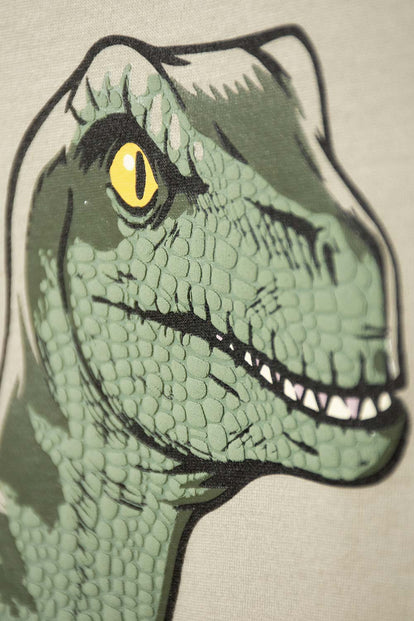 POLERA DE JURASSIC WORLD VERDE ESTAMPADA EN FRENTE PARA NIÑO 2T A 5T