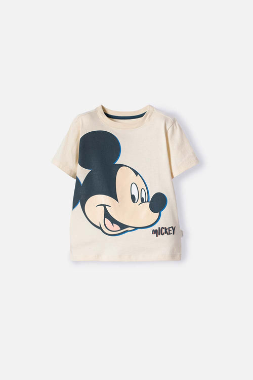 POLERA DE MICKEY MOUSE MARFIL OSCURO MANGA LARGA PARA NIÑO 2T A 5T