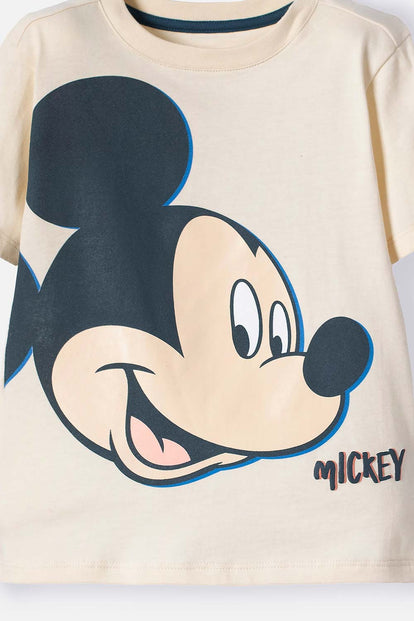 POLERA DE MICKEY MOUSE MARFIL OSCURO MANGA LARGA PARA NIÑO 2T A 5T