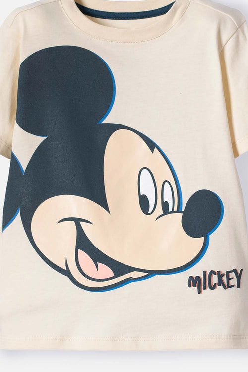 POLERA DE MICKEY MOUSE MARFIL OSCURO MANGA LARGA PARA NIÑO 2T A 5T