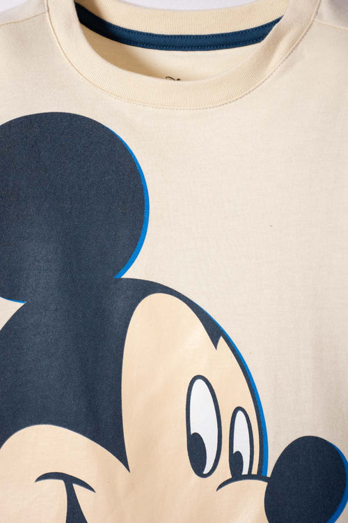 POLERA DE MICKEY MOUSE MARFIL OSCURO MANGA LARGA PARA NIÑO 2T A 5T