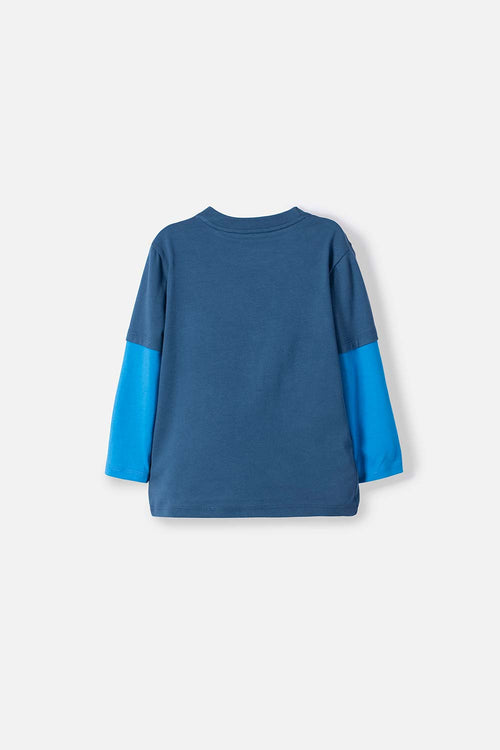 POLERA DE MICKEY MOUSE AZUL MANGA LARGA PARA NIÑO 2T A 5T