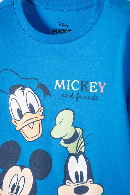 PIJAMA DE MICKEY MOUSE AZUL Y MARFIL OSCURO DE PANTALÓN LARGO PARA NIÑO 2T A 5T