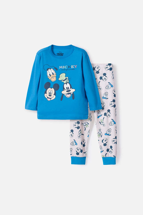 PIJAMA DE MICKEY MOUSE AZUL MANGA LARGA PARA NIÑO 2T A 5T